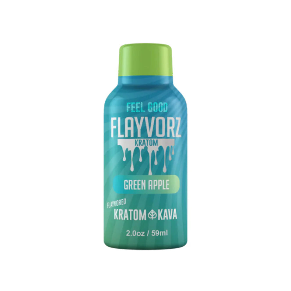 Flayvorz Kratom X Kava Shots Green Apple 6 Pack  - 2oz