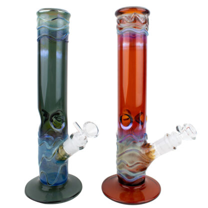 12″ Chrome Fumed Colored Straight Tube w/ Ice Catcher – Glass Water Pipe