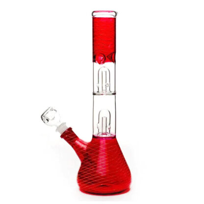 12″ Double Dome Percolator Patterned Beaker Water Pipe