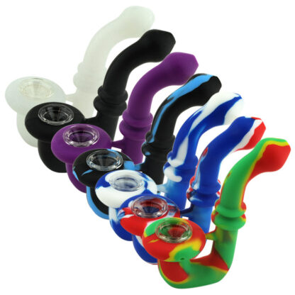 6″ Sherlock Silicone Bubbler Hand Pipe with Glass Bowl