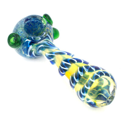 4.5″ Fumed WigWag Frit 3 Ball Spoon Glass Hand Pipe – Assorted Colors