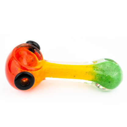 4″ Rasta Frit Flat Mouth Glass Hand Pipe