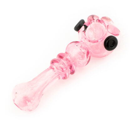 5.5″ Pink 3 Drip Bowl White Spotted Glass Hand Pipe