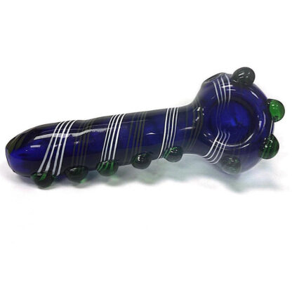 5″ Blue Spoon Glass Swirl Hand Pipe with Bumps – (Assorted Colors)