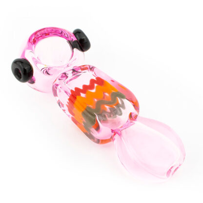 5″ Pink Rasta Wig Wag Square Spoon Glass Hand Pipe