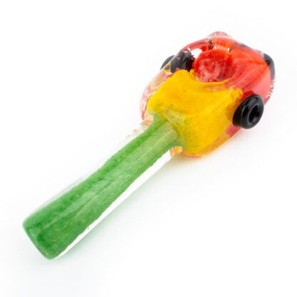 5″ Frit Rasta Rectangle w/ Handle Glass Hand Pipe