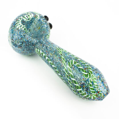 5″ Thick Mixed Frit WigWag  Glass Spoon Hand Pipe