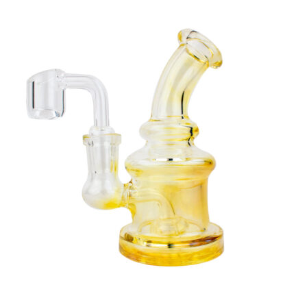 5″ Yellow Fumed Showerhead Glass Water Pipe Dab Rig