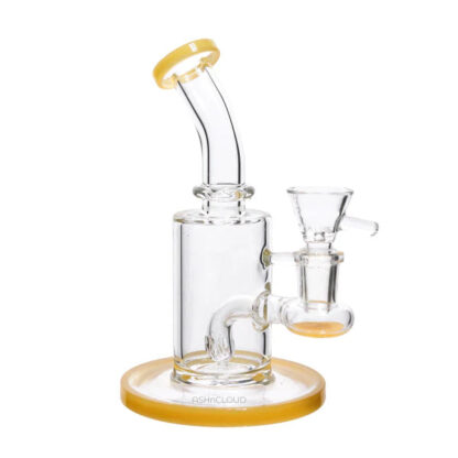 6″ Yellow Clear Glass Bent Neck Water Pipe