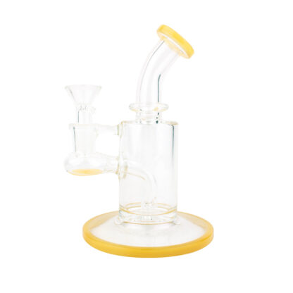 6″ Mini bent Neck Clear With Color Glass Water Pipe