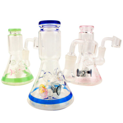 6″ Beaker Stripe Cross Percolator Glass Dab Rig