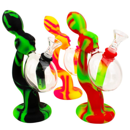 8″ Magnifying Bubble Dome Silicone Water Pipe With Glass Bowl