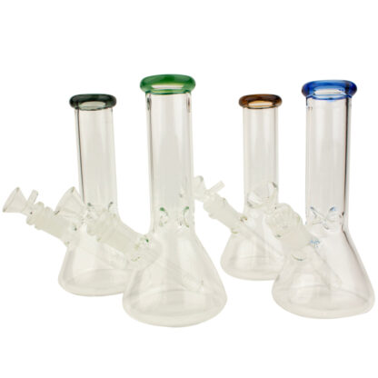 8″ Colored Ring Beaker Ice Catcher Glass Water Pipe