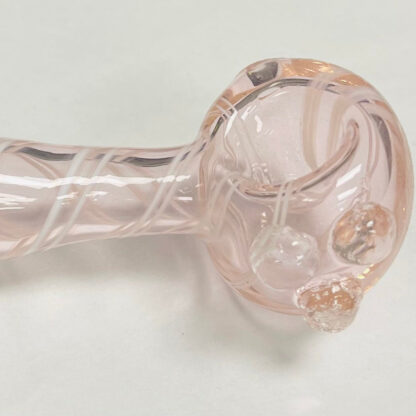 4.5″ Pink White Swirl Spoon Glass Hand Pipe