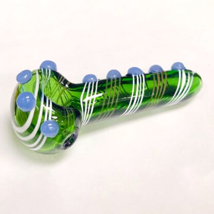 5″ White Swirls 9 Bumps – Glass Hand Pipe (Assorted Colors)