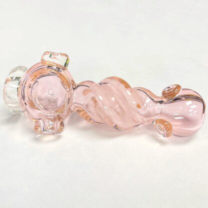 5″ Pink Twisted Glass Hand Pipe