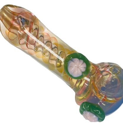 4.5″ 2 Flowers Twisted Fumed Glass Hand Pipe