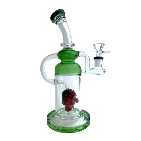 10″ Evil Face Bent Neck Glass Water Pipe