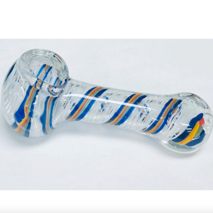 4.5″ Rainbow and White Swirl Glass Hand Pipe