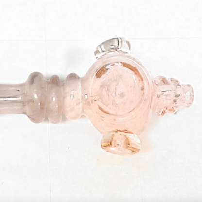 5.5″ Pink 3 Ring White Spotted Glass Hand Pipe