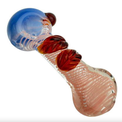 5″ Swirl 2 Leaf Colored Glass Hand Pipe