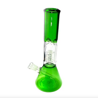 12″ Green Colored Grid Beaker Glass Water Pipe