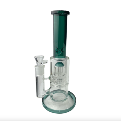 11″ Colored Neck Grid Perc Glass Water Pipe