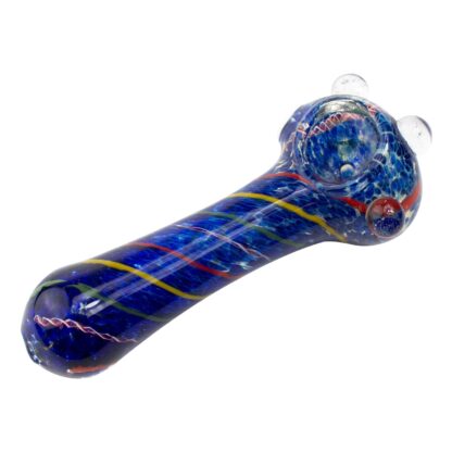 Blue Rasta Stripe Spoon Glass Pipe