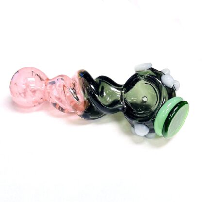 5″ Half Pink Half Green Glass Hand Pipe